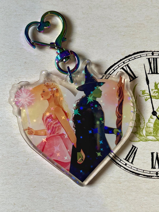 Elphaba and Glinda - Wicked - Star Pattern Holographic Acrylic Keychain