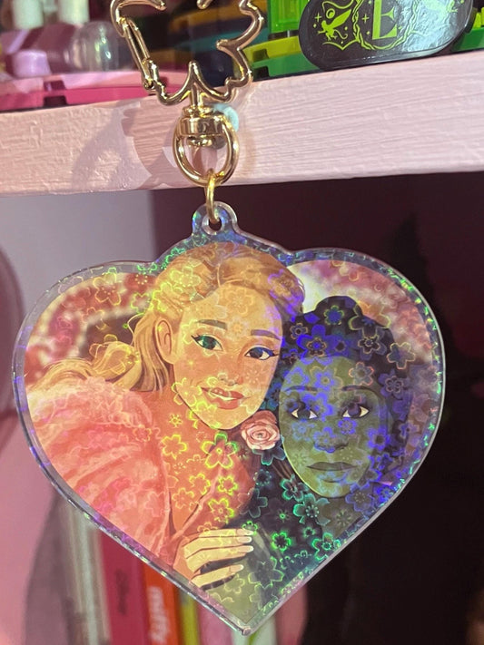 Popular Flower Pattern Holographic Acrylic Keychain