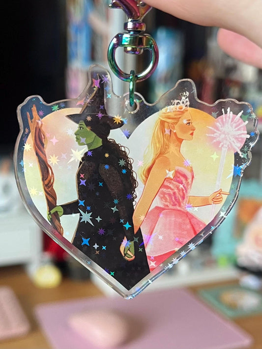 Elphaba and Glinda - Wicked - Star Pattern Holographic Acrylic Keychain