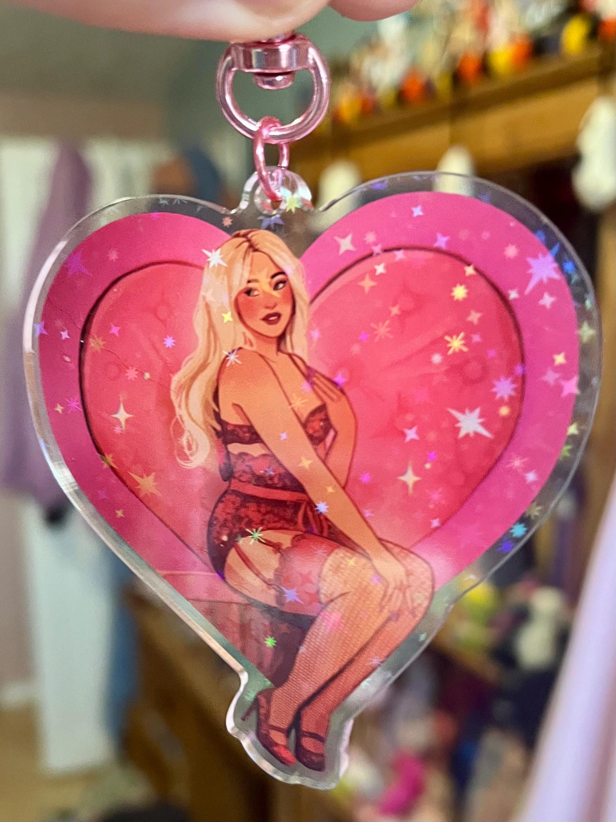Sabrina Carpenter - Bed Chem - Star Pattern Holographic Acrylic Keychain
