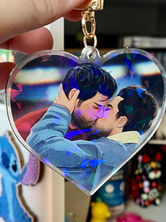 Heated Rivalry Scott and Kip Kiss Keyring
