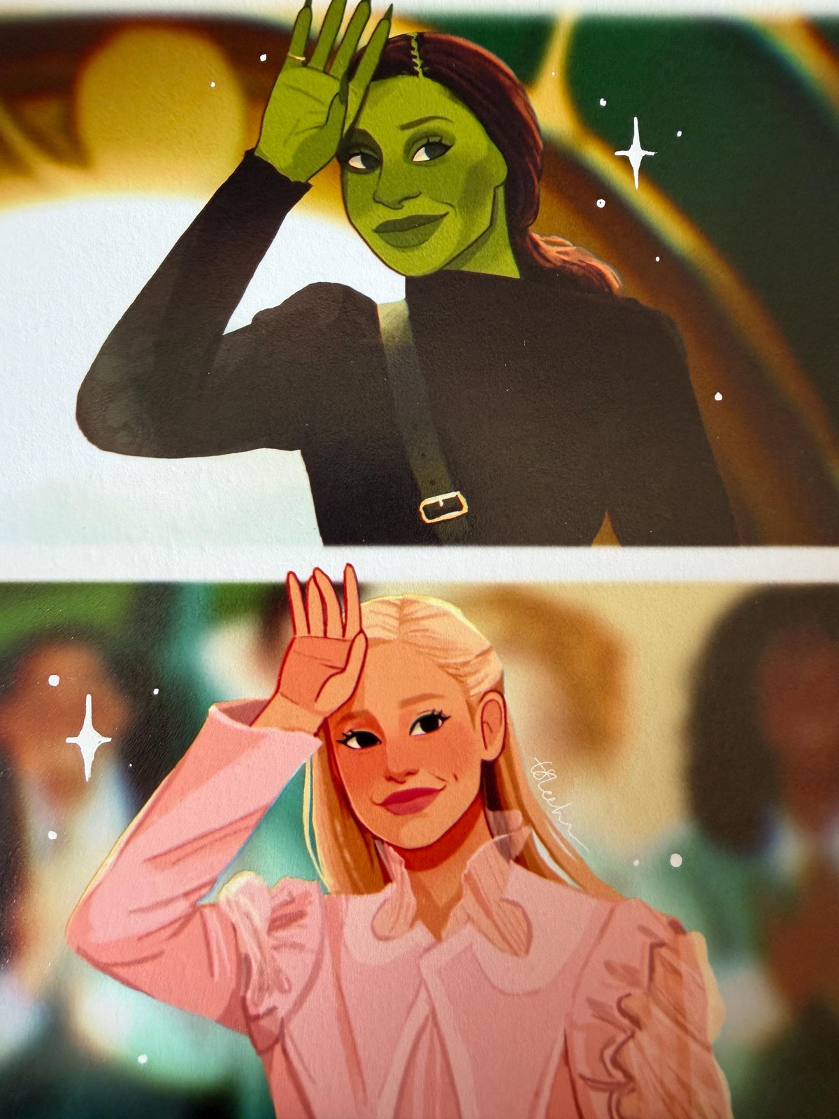 Elphaba and Glinda Wave A5 Art Print