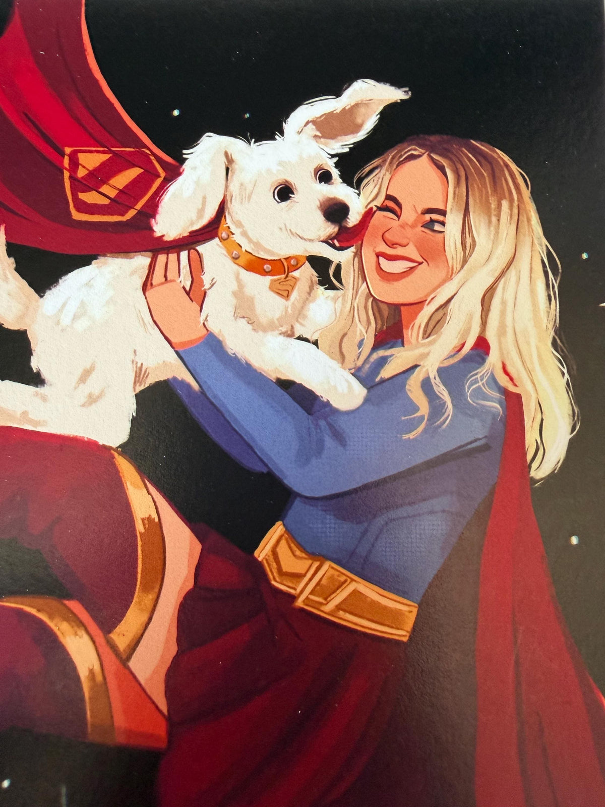 Super girl and Krypto A5 Art Print